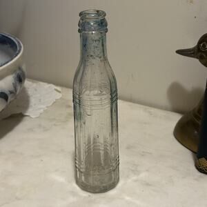 Antique PJ Ritter Company Clear Glass Ketchup Condiments Bottle Edged Panels